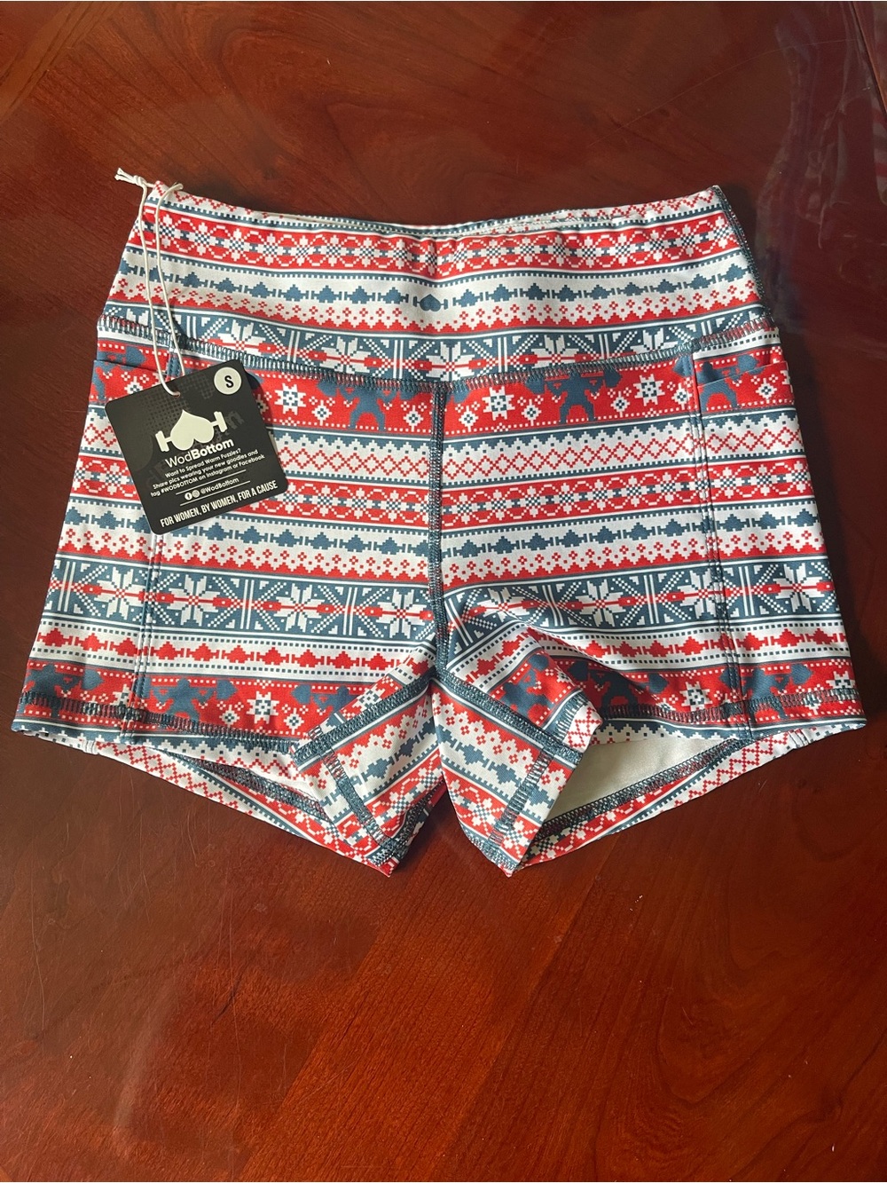 WodBottom Women's Red White & Blue Christmas Shorts
